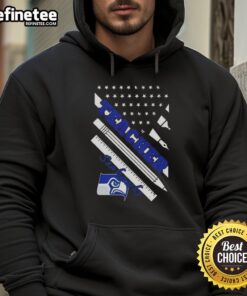 Nice Seattle Seahawks Football X Teacher American Flag Hoodie featuring team colors and patriotic design.