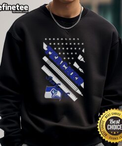Seattle Seahawks football sweatshirt with American flag design, perfect for teachers and fans of the NFL.