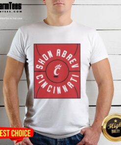 Alt Text: Nice Shon Abaev Full Court Cincinnati Bearcats Basketball T-Shirt featuring vibrant team colors and logo.