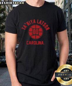 Alt Text: Ta'Niya Latson South Carolina basketball name pose T-shirt featuring vibrant design and team colors.