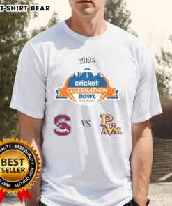 South Carolina State Bulldogs vs Prairie View A&M Panthers 2025 Celebration Bowl T-shirt featuring vibrant team graphics.