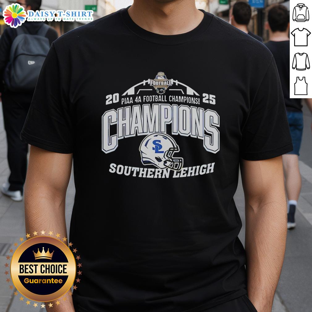 Nice Southern Lehigh Piaa 4A Football Champions T Shirt Alt Text: Nice Southern Lehigh PIAA 4A Football Champions T-Shirt featuring team colors and logo for proud supporters.