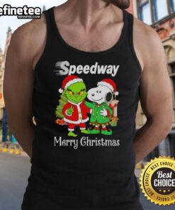 Nice Speedway X Grinch and Snoopy Merry Christmas tank top featuring festive graphics for holiday cheer.