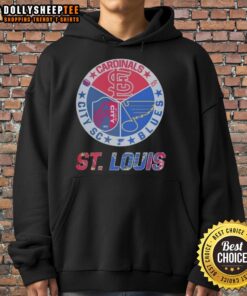 Stylish St. Louis Cardinals and Blues hoodie in vibrant colors, perfect for fans of St. Louis City SC.