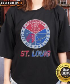 Stylish St. Louis Cardinals and Blues ladies tee featuring vibrant team logos, perfect for St. Louis sports fans.