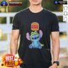 Nice Stitch Cosplay Crocodile X Burger King T-Shirt featuring vibrant graphics and unique design for fans and collectors.