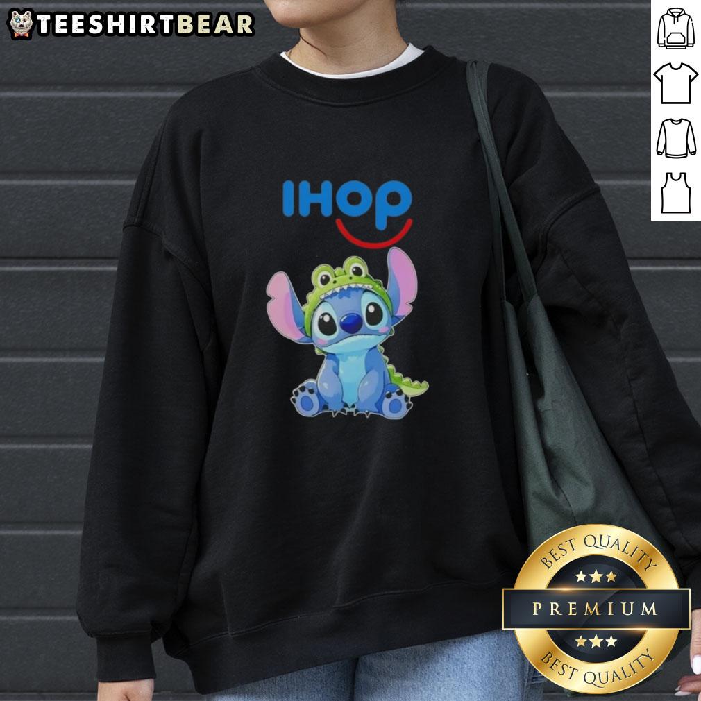 nice-stitch-cosplay-crocodile-x-ihop-sweatshirt Cosplay featuring Nice Stitch in a Crocodile x IHOP sweatshirt, showcasing vibrant colors and unique design.