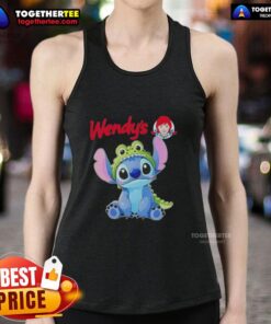 Cosplay of Nice Stitch featuring a crocodile design on a Wendy's tank top, showcasing vibrant colors and creativity.
