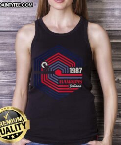 Vintage 1987 Demogorgon logo tank top inspired by Stranger Things, featuring Hawkins, Indiana design for fans.