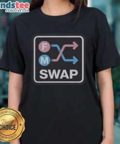 Nice Swap FM logo on a stylish ladies tee, perfect for fans of the radio station and trendy casual wear.