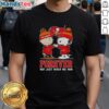 Alt Text: Tampa Bay Buccaneers X Charlie Brown Vs Snoopy T-Shirt featuring 'Forever Not Just When We Win' slogan.