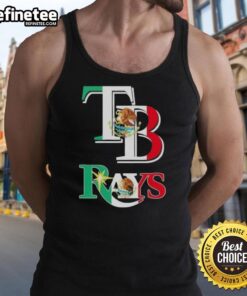 Stylish tank top featuring Tampa Bay Rays baseball design with a vibrant Mexican flag, perfect for fans and summer wear.