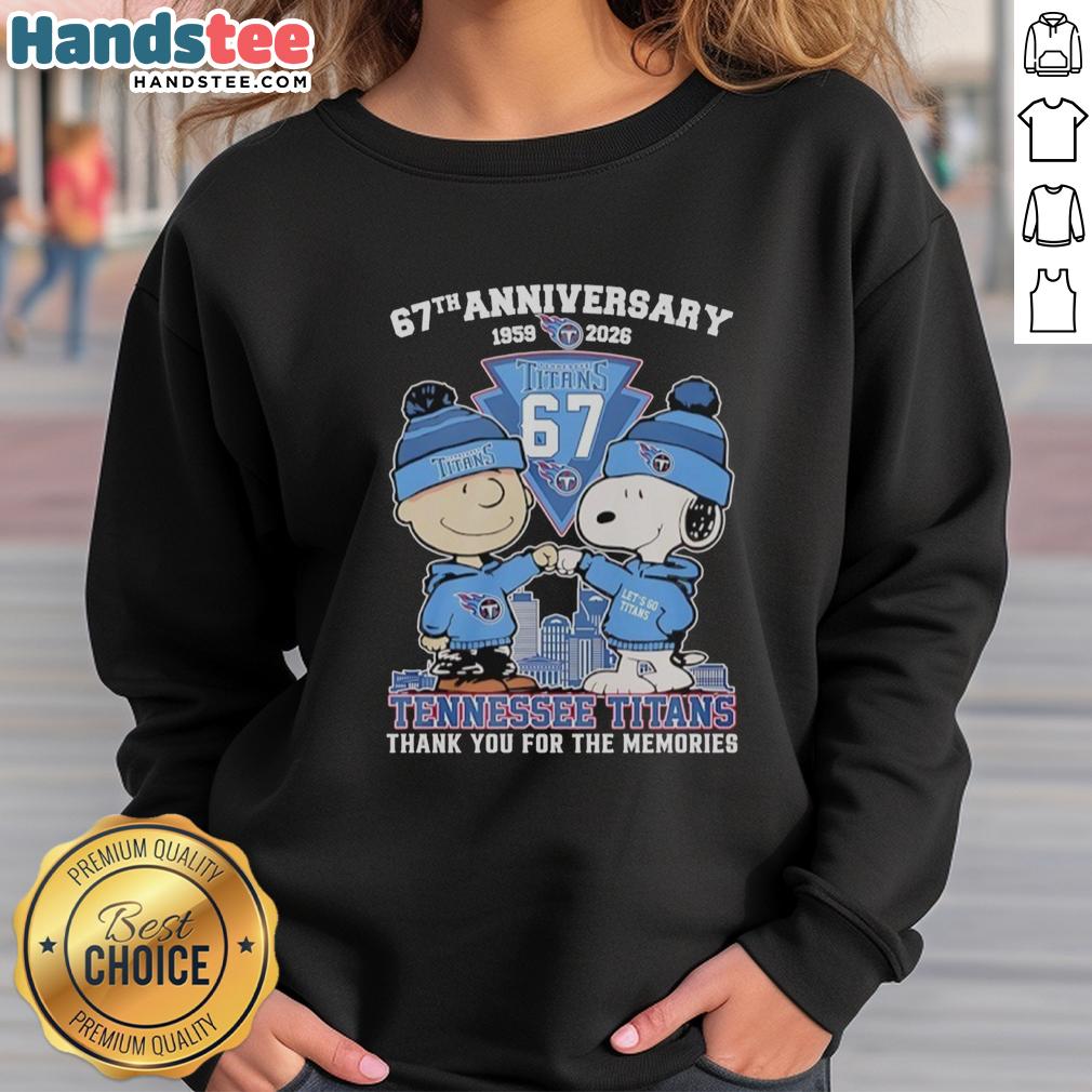nice-tennessee-titans-outfit-with-snoopy-and-charlie-brown-67th-anniversary-1959-2026-sweatshirt Alt Text: Stylish Tennessee Titans outfit featuring Snoopy and Charlie Brown sweatshirt for the 67th anniversary 1959-2026.