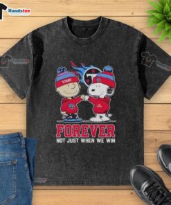 Nice Tennessee Titans X Charlie Brown vs Snoopy Forever Not Just When We Win washed t-shirt design featuring team colors.