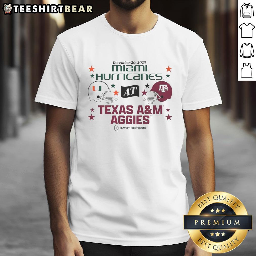 nice-texas-am-aggies-miami-hurricanes-2025-cfp-first-round-matchup-t-shirt-1 Texas A&M Aggies vs Miami Hurricanes 2025 CFP First Round Matchup T-Shirt showcasing team logos and vibrant colors.