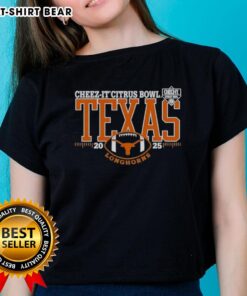 2025 Cheez-It Citrus Bowl logo on a ladies' tee featuring the Texas Longhorns design.