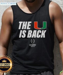 Miami Hurricanes Football 2025 CFP tank top featuring vibrant design and team logo for fans and supporters.