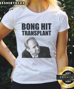 Portrait of a woman enjoying a bong hit, featuring Nice Thomas Myers design on a ladies tee, perfect for cannabis enthusiasts.