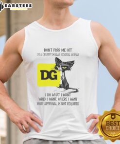 Grumpy cat wearing a tank top with I do what I want text, perfect for Dollar General fans and cat lovers alike.