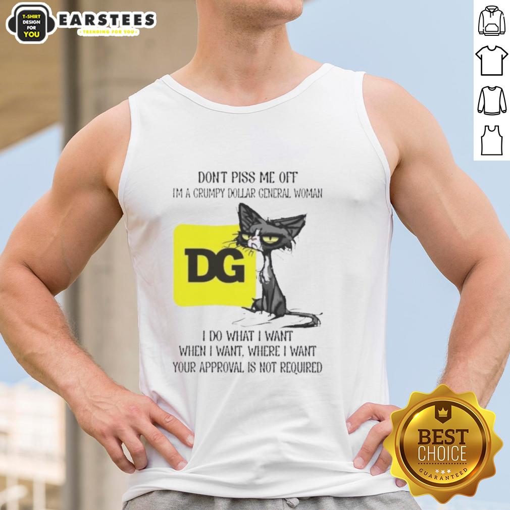 nice-tired-cat-dont-piss-me-off-im-a-grumpy-dollar-general-woman-i-do-what-i-want-when-i-want-tank-top Grumpy cat wearing a tank top with I do what I want text, perfect for Dollar General fans and cat lovers alike.