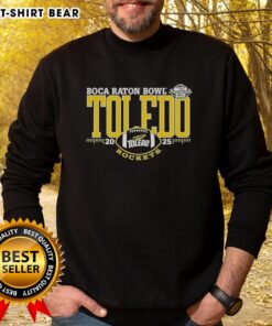 Nice Toledo Rockets 2025 Boca Raton Bowl logo sweatshirt featuring vibrant team colors and design.