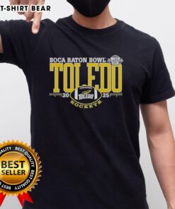 Alt Text: Nice Toledo Rockets 2025 Boca Raton Bowl Logo T-Shirt featuring vibrant graphics and team colors for fans.