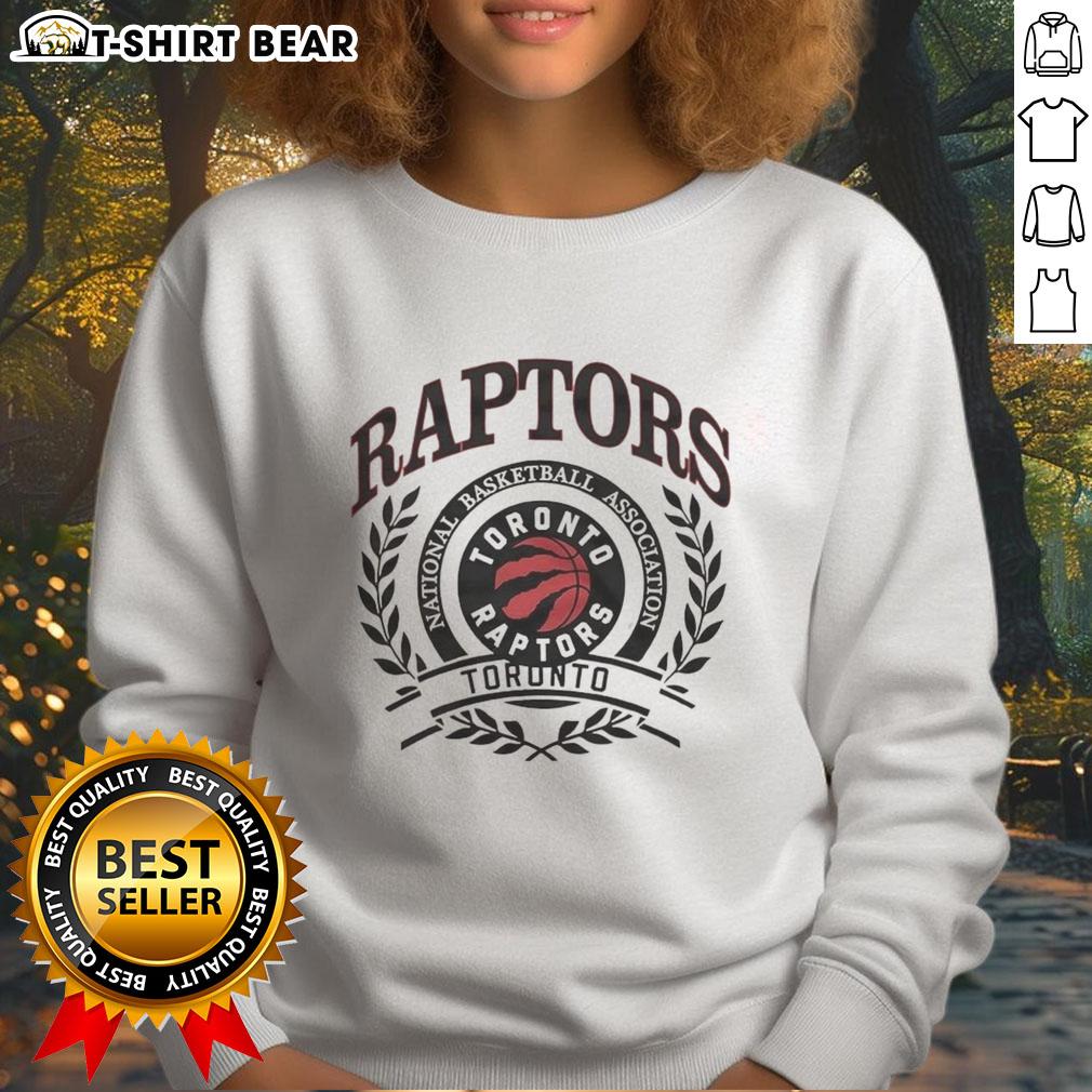 Nice Toronto Raptors National Basketball Association Logo Laurel Wreath Frame Retro Sweatshirt Alt Text: Retro Toronto Raptors sweatshirt featuring the NBA logo framed by a laurel wreath design. Perfect for fans!