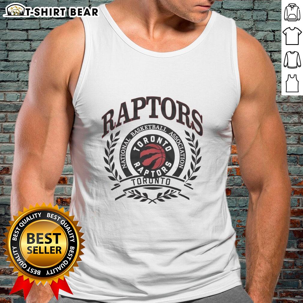 Nice Toronto Raptors National Basketball Association Logo Laurel Wreath Frame Retro Tank Top Alt Text: Retro tank top featuring the Toronto Raptors NBA logo framed by a laurel wreath, perfect for basketball fans.