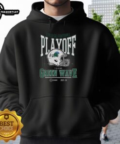 Stylish Tulane Green Wave NCAA 2025-2026 college football playoff curved helmet hoodie for fans and supporters.