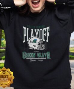 Stylish Tulane Green Wave NCAA 2025-2026 College Football Playoff curved helmet sweatshirt for fans and athletes.