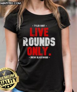 Nice Tyler Root performing live at Rounds Only event, featuring Drew Blackwood wearing a stylish ladies tee.