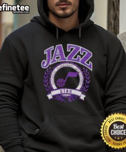 Nice Utah Jazz National Basketball Association crest hoodie featuring team colors and logo, perfect for fans.