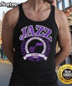 Stylish Nice Utah Jazz National Basketball Association crest tank top featuring vibrant team colors and logo design.