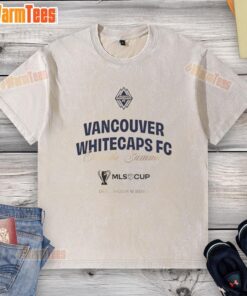 Vancouver Whitecaps FC 'Own the Summit 2025' washed t-shirt displayed on a hanger, perfect for fans and casual wear.