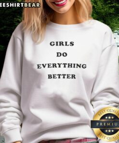 Audrey Lingle wearing a 'Girls Do Everything Better' baby sweatshirt from Vanderpump Rules, showcasing trendy kids' fashion.