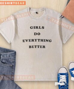 Audrey Lingle wearing a 'Girls Do Everything Better Baby' washed t-shirt from Nice Vanderpump Rules, showcasing casual style.