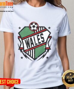 Ladies' soccer tee featuring Nice Wales design, perfect for fans supporting their team in Qatar.