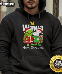 Nice Wawa X Grinch and Snoopy Merry Christmas hoodie featuring festive designs for holiday cheer.