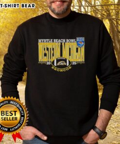 Nice Western Michigan Broncos 2025 Myrtle Beach Bowl logo sweatshirt featuring vibrant team colors and stylish design.