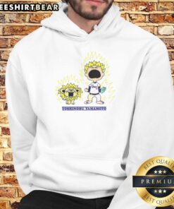 Nice Yoshinobu Yamamoto X Charlie Brown Los Angeles Dodgers MLB Super Saiyan Dragon Ball Hoodie featuring vibrant graphics.