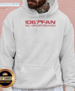 Official 106.7 The Fan DC Sports Radio logo hoodie showcasing vibrant design for sports fans.