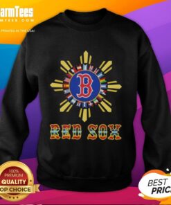 Official 2025 Boston Red Sox baseball sweatshirt featuring Hispanic design, perfect for fans and stylish comfort.