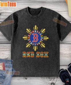 Alt Text: Official 2025 Boston Red Sox Baseball X Hispanic washed t-shirt featuring vibrant team logo and stylish design.