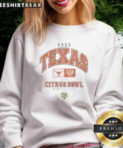 Alt Text: Official 2025 Cheez-It Citrus Bowl Texas Longhorns sweatshirt featuring team colors and logo, perfect for fans.