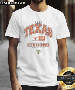 Alt Text: Official 2025 Cheez-It Citrus Bowl Texas Longhorns T-Shirt featuring team colors and logo for game day excitement.