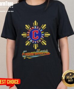 Official 2025 Cleveland Guardians Baseball x Hispanic Ladies Tee featuring vibrant design and comfortable fit for fans.
