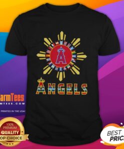 Official 2025 Los Angeles Angels Baseball X Hispanic T-Shirt featuring vibrant graphics and team colors for fans.