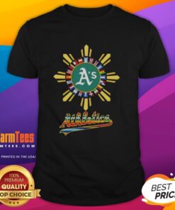 2025 Oakland Athletics Baseball X Hispanic T-Shirt featuring vibrant team colors and unique cultural design.
