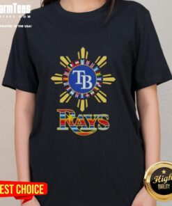 Official 2025 Tampa Bay Rays Baseball x Hispanic Ladies Tee featuring vibrant team colors and stylish design for fans.