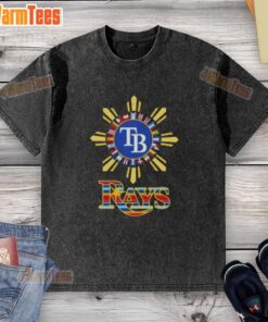 Official 2025 Tampa Bay Rays Baseball X Hispanic washed t-shirt featuring a stylish design and vibrant team colors.